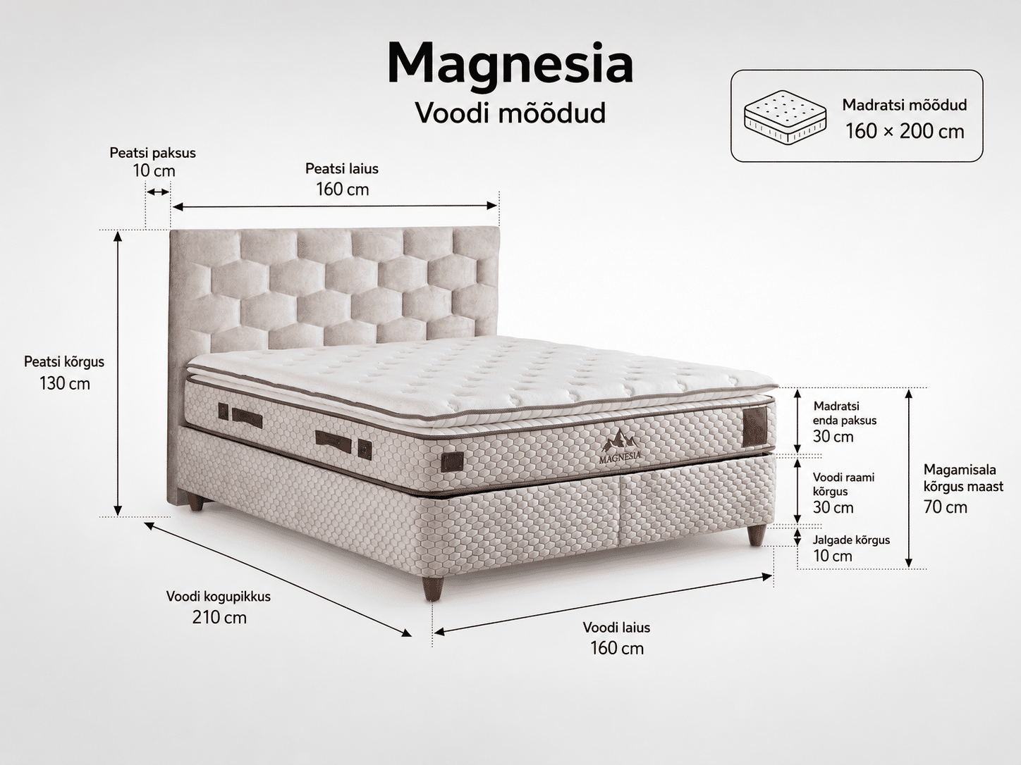 Kontinentaalvoodi Magnesia 160x200 - Pilt 3